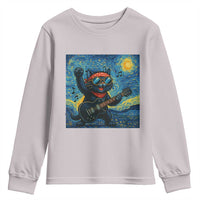 Funny Rock And Roll Youth Sweatshirt Cat Playing Guitar Starry Night Music Lover - Wonder Print Shop