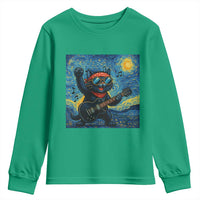 Funny Rock And Roll Youth Sweatshirt Cat Playing Guitar Starry Night Music Lover - Wonder Print Shop