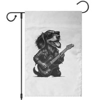 Rock And Roll Dachshund Garden Flag Dog Playing Guitar Music Lover - Wonder Print Shop