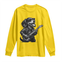 Rock And Roll Dachshund Long Sleeve Shirt Dog Playing Guitar Music Lover - Wonder Print Shop