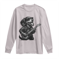 Rock And Roll Dachshund Long Sleeve Shirt Dog Playing Guitar Music Lover - Wonder Print Shop