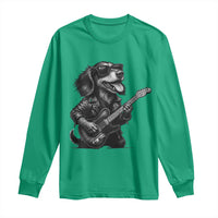 Rock And Roll Dachshund Long Sleeve Shirt Dog Playing Guitar Music Lover - Wonder Print Shop