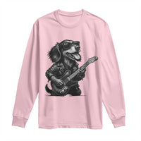 Rock And Roll Dachshund Long Sleeve Shirt Dog Playing Guitar Music Lover - Wonder Print Shop