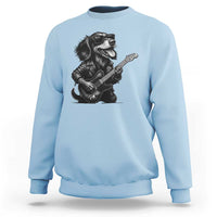 Rock And Roll Dachshund Sweatshirt Dog Playing Guitar Music Lover - Wonder Print Shop
