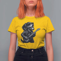 Rock And Roll Dachshund T Shirt For Women Dog Playing Guitar Music Lover - Wonder Print Shop