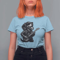 Rock And Roll Dachshund T Shirt For Women Dog Playing Guitar Music Lover - Wonder Print Shop