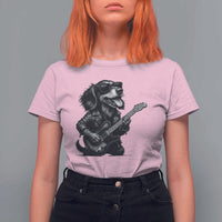 Rock And Roll Dachshund T Shirt For Women Dog Playing Guitar Music Lover - Wonder Print Shop