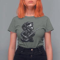 Rock And Roll Dachshund T Shirt For Women Dog Playing Guitar Music Lover - Wonder Print Shop