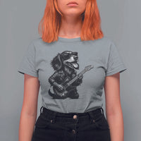 Rock And Roll Dachshund T Shirt For Women Dog Playing Guitar Music Lover - Wonder Print Shop