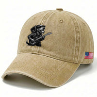Rock And Roll Dachshund Washed Cotton Baseball Cap Dog Playing Guitar Music Lover