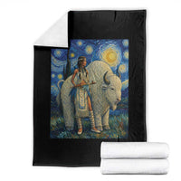 White Buffalo Woman Throw Blanket North American Native Legends Starry Night Inspired Art