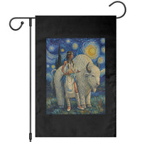 White Buffalo Woman Garden Flag North American Native Legends Starry Night Inspired Art
