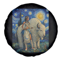 White Buffalo Woman Spare Tire Cover North American Native Legends Starry Night Inspired Art