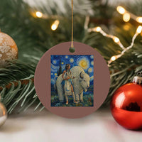 White Buffalo Woman Ceramic Ornament North American Native Legends Starry Night Inspired Art