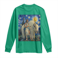 White Buffalo Woman Long Sleeve Shirt North American Native Legends Starry Night Inspired Art