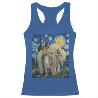 White Buffalo Woman Racerback Tank Top North American Native Legends Starry Night Inspired Art