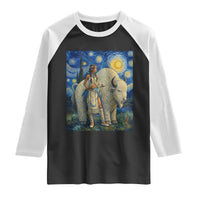 White Buffalo Woman Raglan Shirt North American Native Legends Starry Night Inspired Art