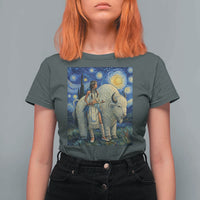 White Buffalo Woman T Shirt For Women North American Native Legends Starry Night Inspired Art