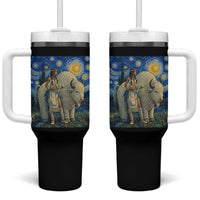 White Buffalo Woman Tumbler With Handle North American Native Legends Starry Night Inspired Art