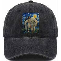 White Buffalo Woman Washed Cotton Baseball Cap North American Native Legends Starry Night Inspired Art