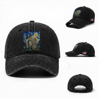 White Buffalo Woman Washed Cotton Baseball Cap North American Native Legends Starry Night Inspired Art