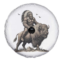 Funny Bigfoot Buffalo Rider Spare Tire Cover Native Inspired Heritage Graphic
