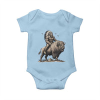 Funny Bigfoot Buffalo Rider Baby Onesie Native Inspired Heritage Graphic