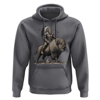 Funny Bigfoot Buffalo Rider Hoodie Native Inspired Heritage Graphic