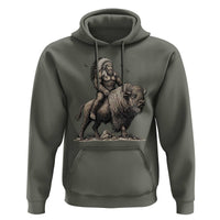 Funny Bigfoot Buffalo Rider Hoodie Native Inspired Heritage Graphic