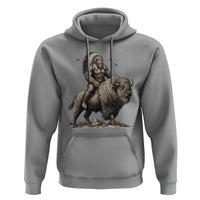 Funny Bigfoot Buffalo Rider Hoodie Native Inspired Heritage Graphic