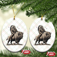 Funny Bigfoot Buffalo Rider Ceramic Ornament Native Inspired Heritage Graphic