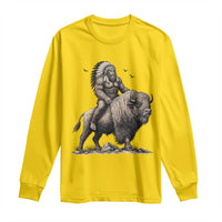Funny Bigfoot Buffalo Rider Long Sleeve Shirt Native Inspired Heritage Graphic