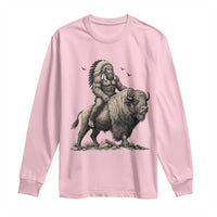 Funny Bigfoot Buffalo Rider Long Sleeve Shirt Native Inspired Heritage Graphic