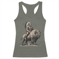 Funny Bigfoot Buffalo Rider Racerback Tank Top Native Inspired Heritage Graphic