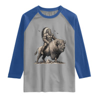 Funny Bigfoot Buffalo Rider Raglan Shirt Native Inspired Heritage Graphic