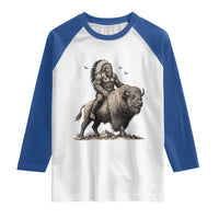 Funny Bigfoot Buffalo Rider Raglan Shirt Native Inspired Heritage Graphic