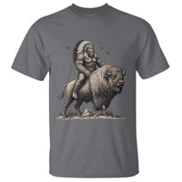 Funny Bigfoot Buffalo Rider T Shirt Native Inspired Heritage Graphic
