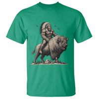 Funny Bigfoot Buffalo Rider T Shirt Native Inspired Heritage Graphic