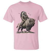 Funny Bigfoot Buffalo Rider T Shirt Native Inspired Heritage Graphic
