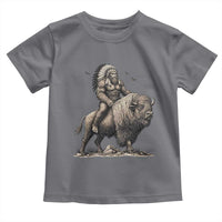 Funny Bigfoot Buffalo Rider Toddler T Shirt Native Inspired Heritage Graphic