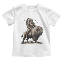 Funny Bigfoot Buffalo Rider Toddler T Shirt Native Inspired Heritage Graphic