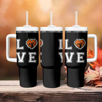 Love Basketball Tumbler With Handle Cracked Ball Graphic For Sport Lover