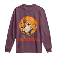 Funny Black Ghost Halloween Basketball Long Sleeve Shirt Boosketball Dunk Gift - Wonder Print Shop