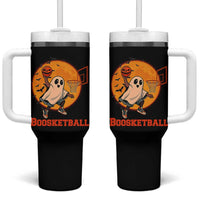 Funny Black Ghost Halloween Basketball Tumbler With Handle Boosketball Dunk Gift