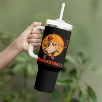 Funny Black Ghost Halloween Basketball Tumbler With Handle Boosketball Dunk Gift