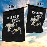 Halloween Dunk Or Treat Garden Flag Funny Skeleton And Ghost Playing Basketball - Wonder Print Shop