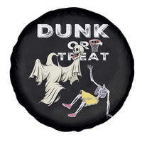 Halloween Dunk Or Treat Spare Tire Cover Funny Skeleton And Ghost Playing Basketball - Wonder Print Shop