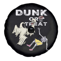 Halloween Dunk Or Treat Spare Tire Cover Funny Skeleton And Ghost Playing Basketball - Wonder Print Shop