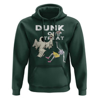 Halloween Dunk Or Treat Hoodie Funny Skeleton And Ghost Playing Basketball - Wonder Print Shop