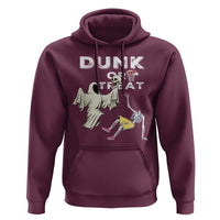 Halloween Dunk Or Treat Hoodie Funny Skeleton And Ghost Playing Basketball - Wonder Print Shop